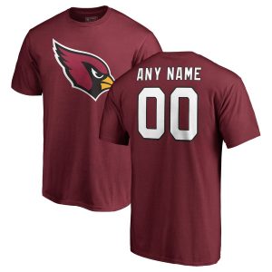 Men’s Arizona Cardinals NFL Pro Line Cardinal Any Name & Number Logo Personalized T-Shirt